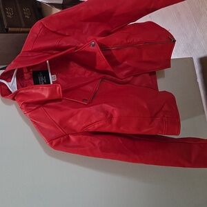 Vibrant Red Leather Jacket